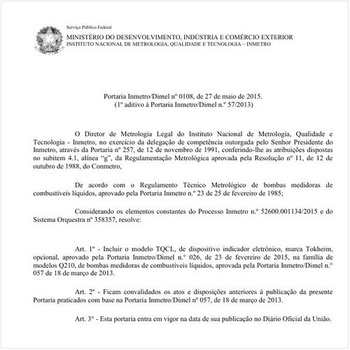 Portaria DIMEL/INMETRO 108:2015 - Situação: Em vigor