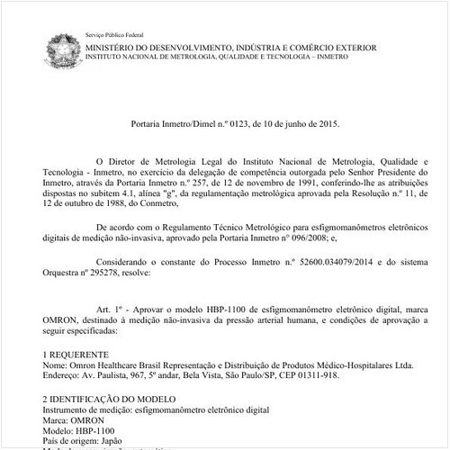 Portaria DIMEL/INMETRO 123:2015 - Situação: Revisto