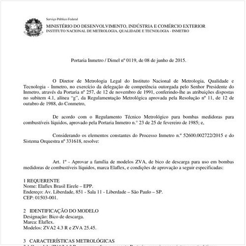 Portaria DIMEL/INMETRO 119:2015 - Situação: Revogado