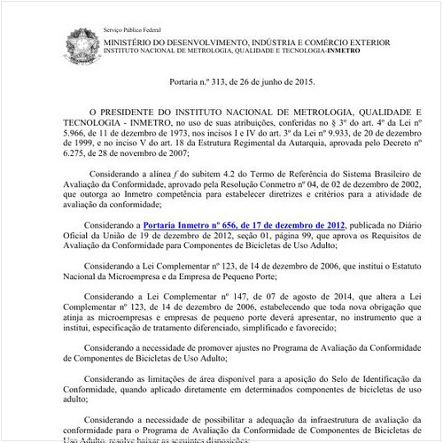 Portaria INMETRO/MDIC 313:2015 - Situação: Revogado