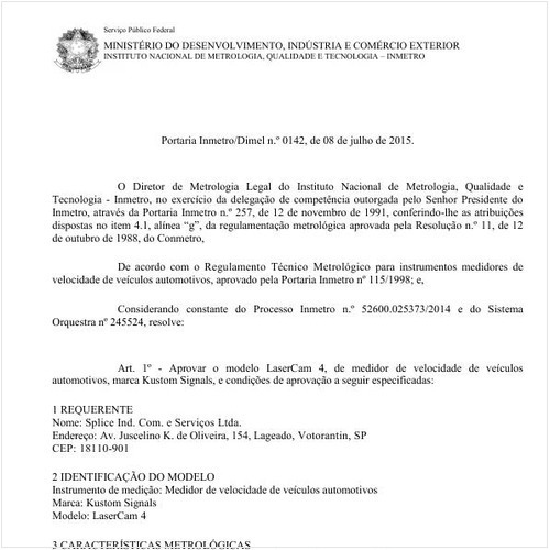 Portaria DIMEL/INMETRO 142:2015 - Situação: Em vigor