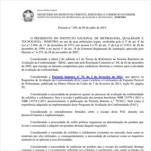Portaria INMETRO/MDIC 349:2015 - Situação: Revogado
