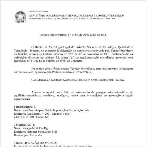 Portaria DIMEL/INMETRO 153:2015 - Situação: Revisto