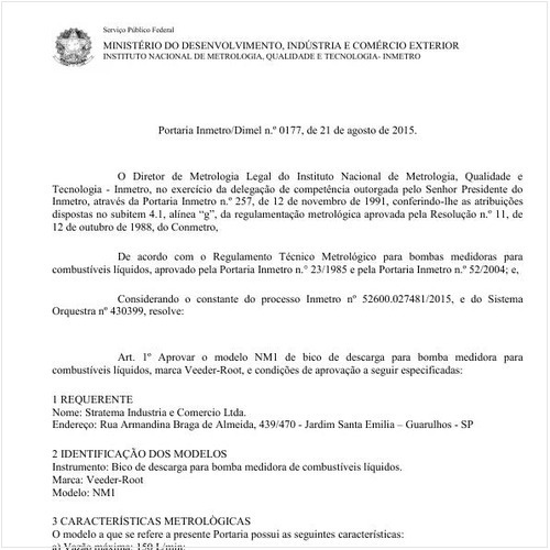 Portaria DIMEL/INMETRO 177:2015 - Situação: Em vigor