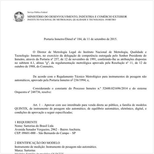Portaria DIMEL/INMETRO 184:2015 - Situação: Revisto