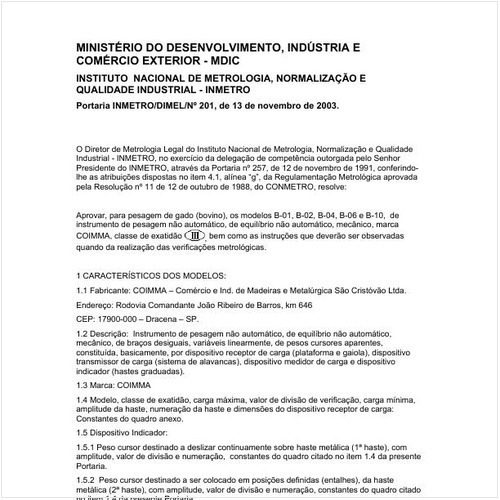 Portaria DIMEL/INMETRO 201:2003 - Situação: Em vigor