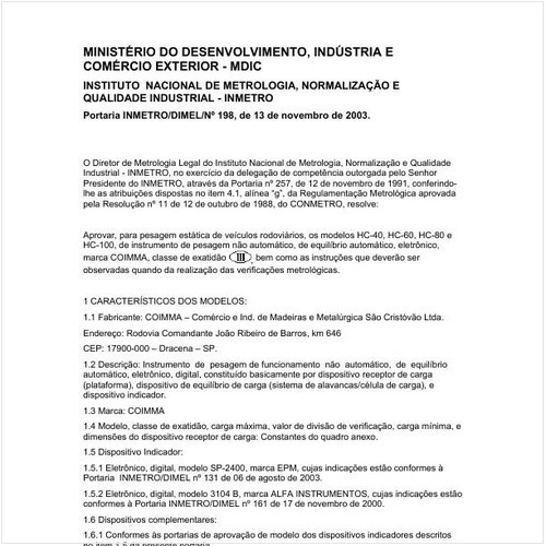 Portaria DIMEL/INMETRO 198:2003 - Situação: Em vigor