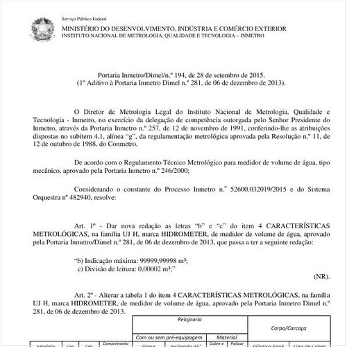 Portaria DIMEL/INMETRO 194:2015 - Situação: Em vigor