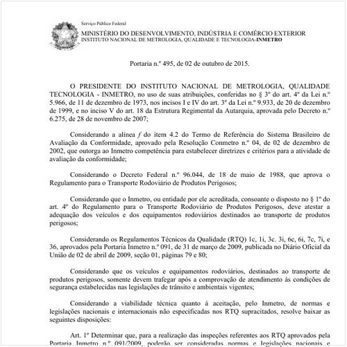 Portaria INMETRO/MDIC 495:2015 - Situação: Revogado