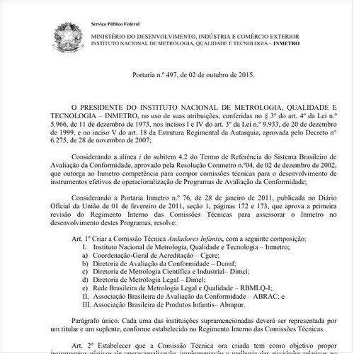 Portaria INMETRO/MDIC 497:2015 - Situação: Revogado