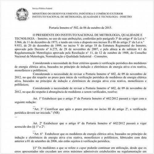 Portaria INMETRO/MDIC 502:2015 - Situação: Revogado