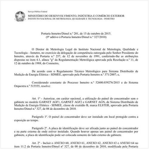 Portaria DIMEL/INMETRO 201:2015 - Situação: Revisto