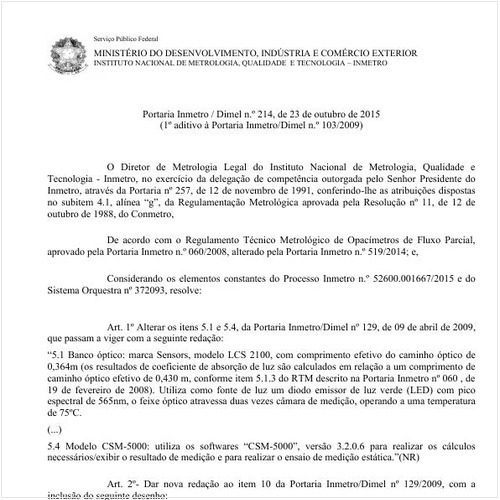Portaria DIMEL/INMETRO 214:2015 - Situação: Em vigor