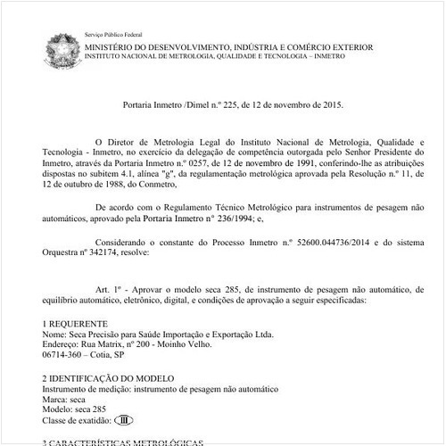 Portaria DIMEL/INMETRO 225:2015 - Situação: Em vigor