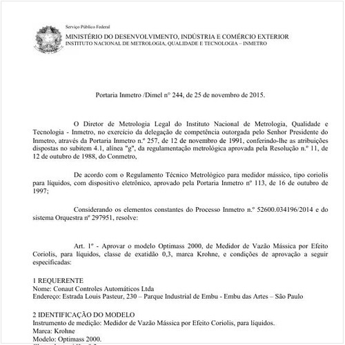 Portaria DIMEL/INMETRO 244:2015 - Situação: Revisto