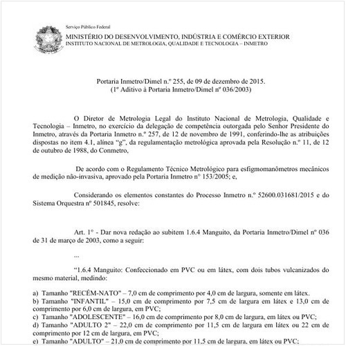 Portaria DIMEL/INMETRO 255:2015 - Situação: Em vigor