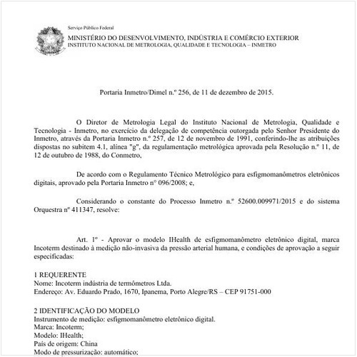 Portaria DIMEL/INMETRO 256:2015 - Situação: Em vigor