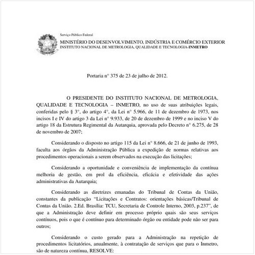 Portaria INMETRO/MDIC 375:2012 - Situação: Revogado