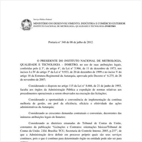 Portaria INMETRO/MDIC 348:2012 - Situação: Revogado