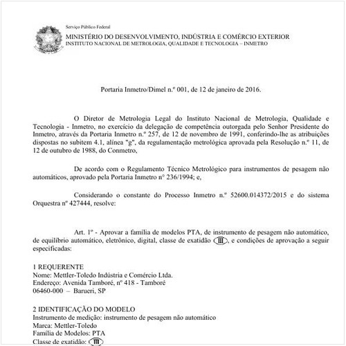 Portaria DIMEL/INMETRO 1:2016 - Situação: Em vigor