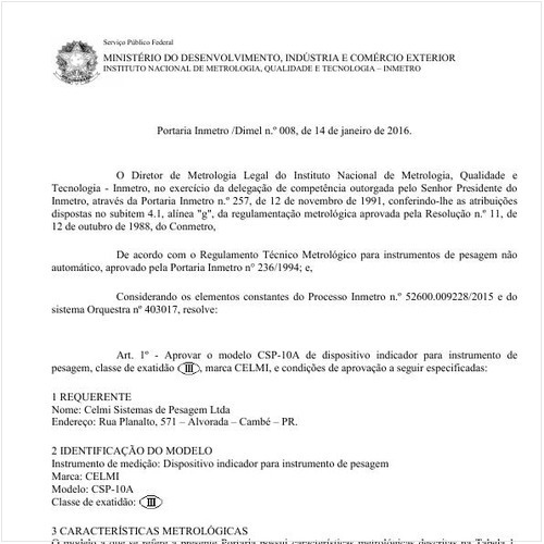Portaria DIMEL/INMETRO 8:2016 - Situação: Revisto