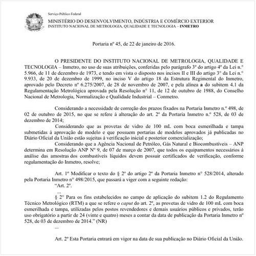 Portaria INMETRO/MDIC 45:2016 - Situação: Revogado