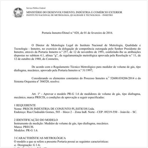 Portaria DIMEL/INMETRO 28:2016 - Situação: Em vigor