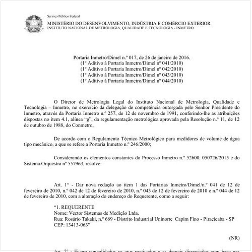 Portaria DIMEL/INMETRO 17:2016 - Situação: Em vigor