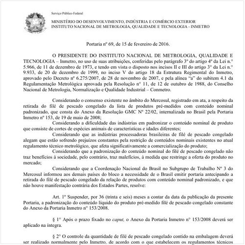 Portaria INMETRO/MDIC 69:2016 - Situação: Revogado