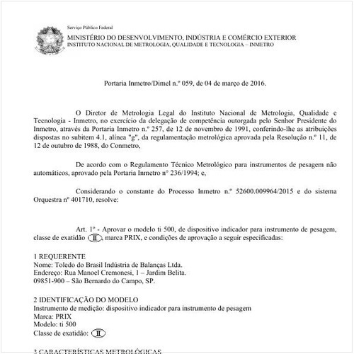Portaria DIMEL/INMETRO 59:2016 - Situação: Revisto