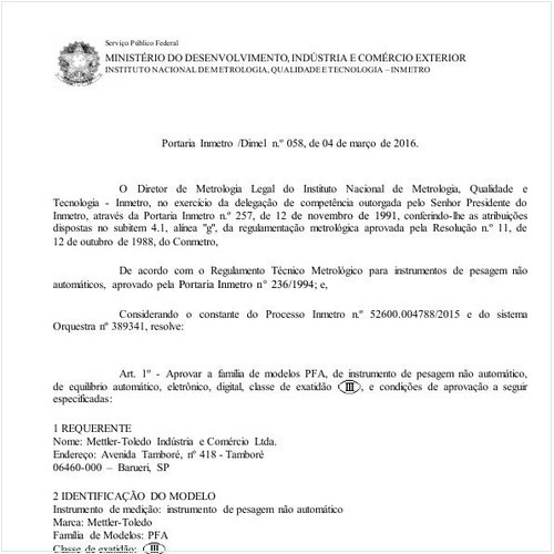 Portaria DIMEL/INMETRO 58:2016 - Situação: Revisto