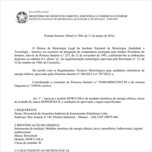 Portaria DIMEL/INMETRO 64:2016 - Situação: Revisto