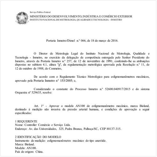 Portaria DIMEL/INMETRO 66:2016 - Situação: Em vigor