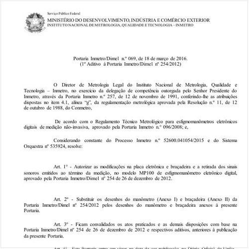 Portaria DIMEL/INMETRO 69:2016 - Situação: Em vigor