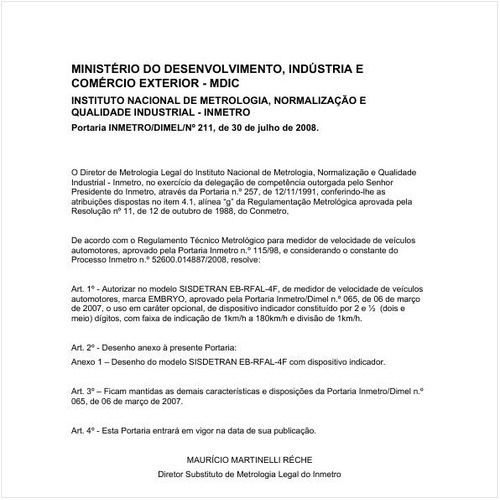 Portaria DIMEL/INMETRO 211:2008 - Situação: Em vigor