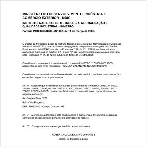 Portaria DIMEL/INMETRO 32:2005 - Situação: Em vigor