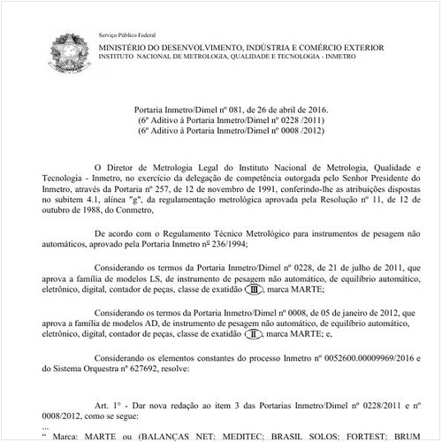 Portaria DIMEL/INMETRO 81:2016 - Situação: Revisto