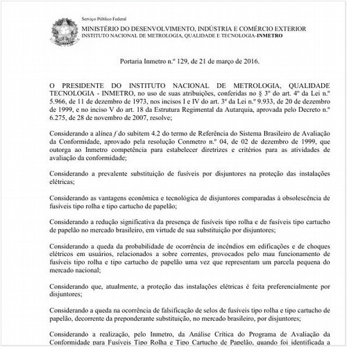 Portaria INMETRO/INMETRO 129:2016 - Situação: Revogado