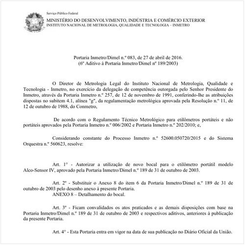 Portaria DIMEL/INMETRO 83:2016 - Situação: Revogado