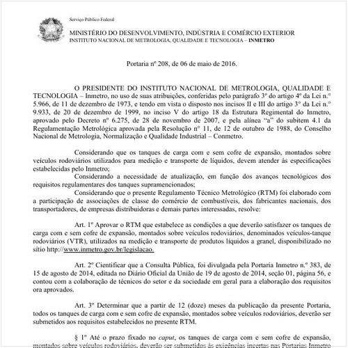 Portaria INMETRO/MDIC 208:2016 - Situação: Revogado