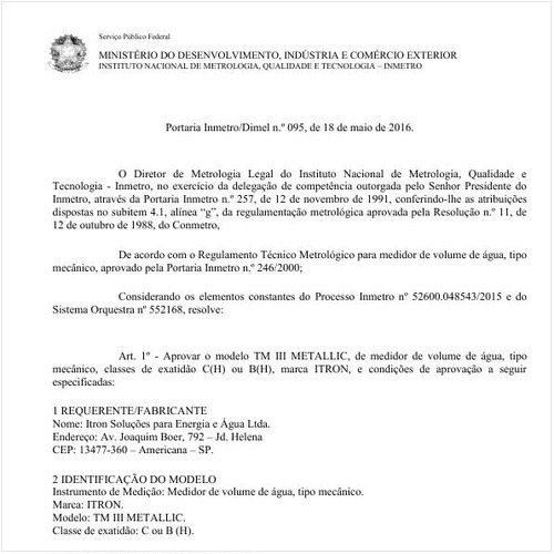 Portaria DIMEL/INMETRO 95:2016 - Situação: Revisto