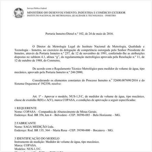Portaria DIMEL/INMETRO 102:2016 - Situação: Revisto