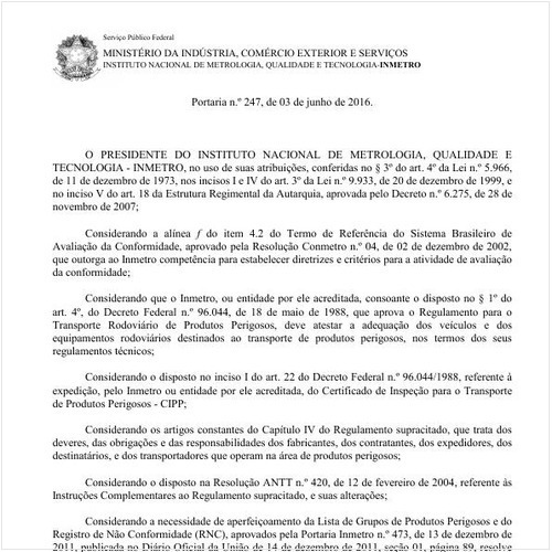 Portaria INMETRO/INMETRO 247:2016 - Situação: Revogado