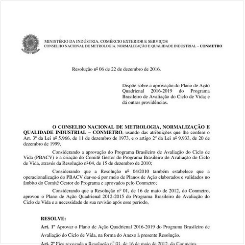 Resolução CONMETRO/MDIC 6:2016 - Situação: Em vigor