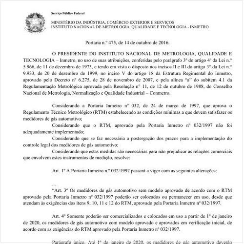 Portaria INMETRO/MDIC 475:2016 - Situação: Revogado