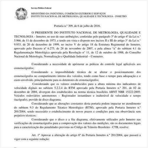 Portaria INMETRO/MDIC 309:2016 - Situação: Revogado