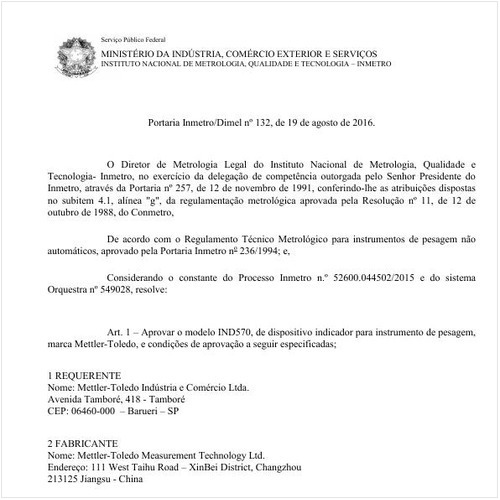 Portaria DIMEL/INMETRO 132:2016 - Situação: Revisto