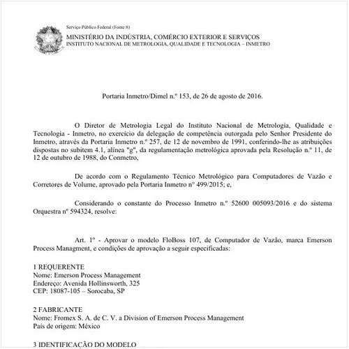 Portaria DIMEL/INMETRO 153:2016 - Situação: Em vigor