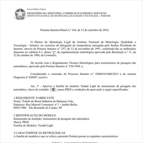 Portaria DIMEL/INMETRO 164:2016 - Situação: Revisto