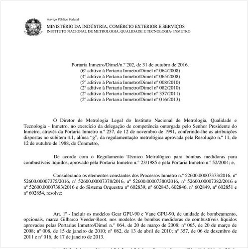 Portaria DIMEL/INMETRO 202:2016 - Situação: Em vigor